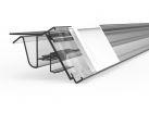 ESL profile for glass shelves with soft hinge